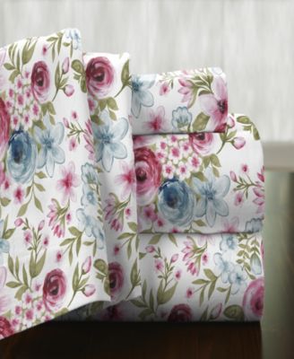 Rose Floral Superior Weight Cotton Flannel Sheet Set, Twin XL