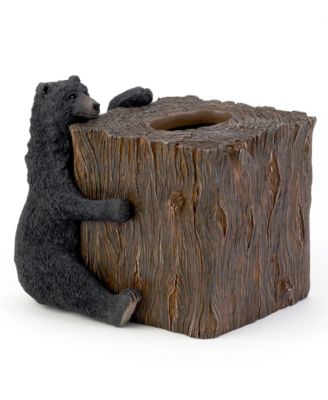 Black Playful Bears Lodge Resin Tissue Box Cover