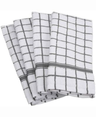 Solid Windowpane Terry Dishtowel, Set of 4