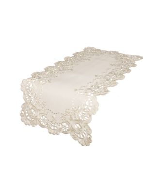 Scalloped Lace Embroidered Cutwork Table Runner, 15″ x 34″