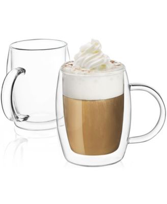 Aroma Double Wall Glass Coffee Mugs, Set of 2