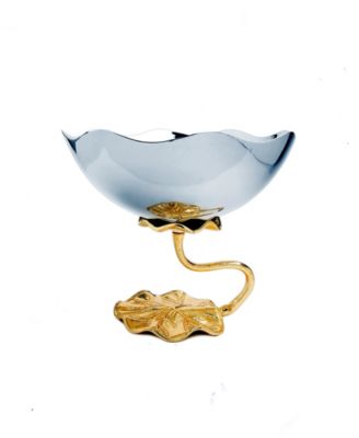 Stainless Steel Footed Bowl with Lotus Flower Design