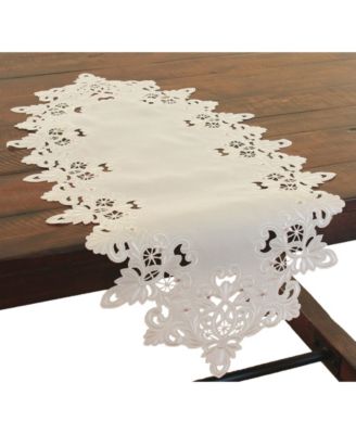 Victorian Lace Embroidered Cutwork Spring Table Runner, 16″ x 34″