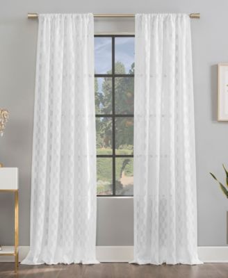 Verge Geometric Clipped Jacquard Semi-Sheer Rod Pocket Curtain Panel