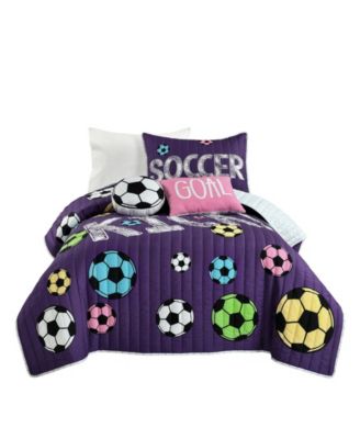 Kids Girls Soccer Kick 4-Pc. Quilt Set, Twin/Twin XL