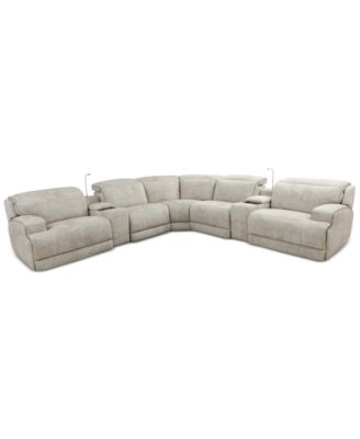 Sebaston 7-Pc. Fabric Sectional with 2 Power Motion Recliners and 2 USB Consoles, Created for Macy’s