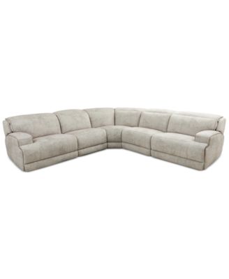 Sebaston 5-Pc. Fabric Sectional with 3 Power Motion Recliners, Created for Macy’s