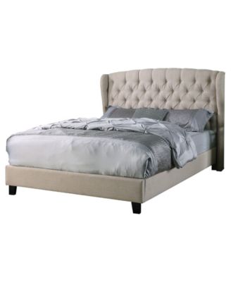 Frances Upholstered Linen Blend Platform Bed, Queen