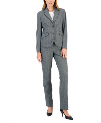 Women’s Herringbone Two-Button Jacket & Flare-Leg Pants & Pencil Skirt