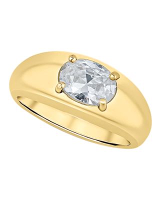 Cubic Zirconia 18K Gold-Plated Oval Ring