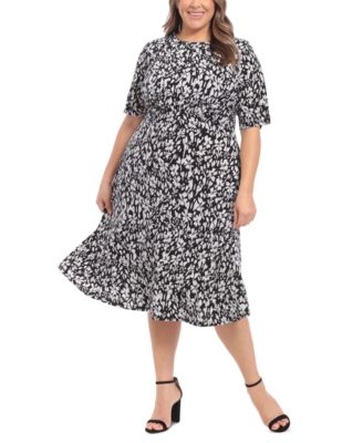 Plus Size Floral-Print Short-Sleeve Midi Dress