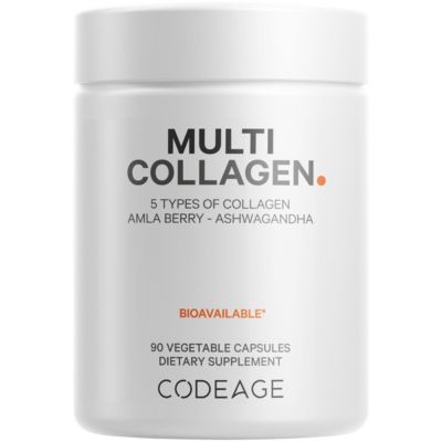 Multi Collagen Peptides Protein Capsules, 5 Collagen Types, Grass-Fed & Hydrolyzed Bovine Collagen Pills Supplement, Ashwagandha, Amla Berry Vitamins, Collagen Peptides – 90 Capsules