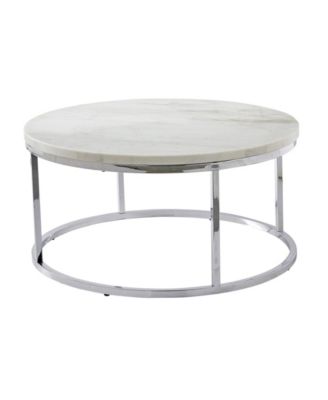 Steve Silver Echo 36″ Round Marble and Chrome Cocktail Table