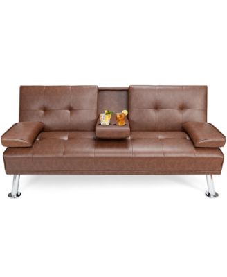 Convertible Folding Futon Sofa Bed Leather