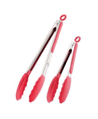 Stainless Steel Kitchen Tongs with Silicone Tips – Set of 2