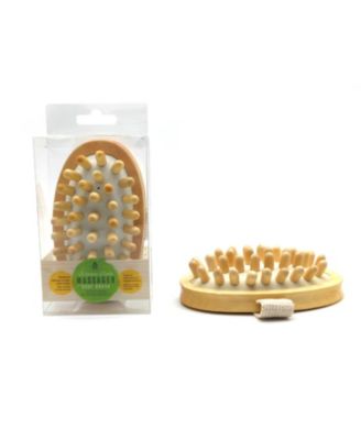 Bamboo Bristle Bath Brush & Rubber Massager with Lotus Wooden Handle