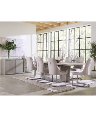 Tivie 9 Pc Dining Set (Rectangular Table + 8 Dining Chairs), Created for Macy’s