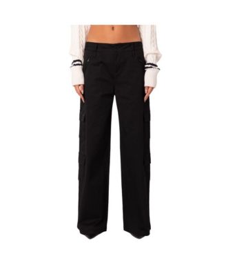 Women’s Low Rise Wide Leg Cargo Pants With Double Belt Loops