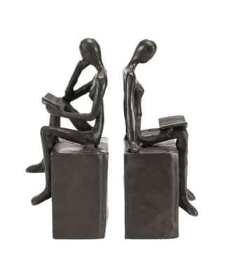 Man and Woman Reading on A Block Cast Iron Bookend Set