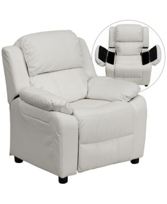 Deluxe Padded Contemporary Kids Recliner With Storage Arms