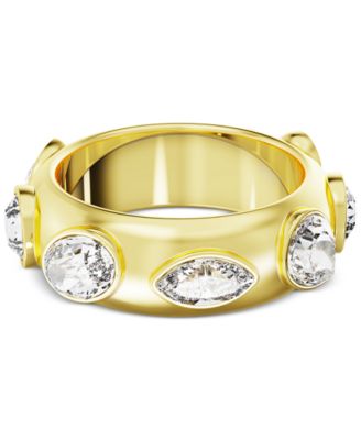 Gold-Tone Mixed Crystal Statement Band Ring