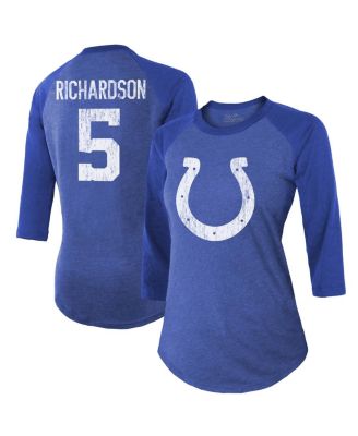 Women’s Threads Anthony Richardson Royal Indianapolis Colts Player Name and Number Tri-Blend 3/4-Sleeve Fitted T-shirt