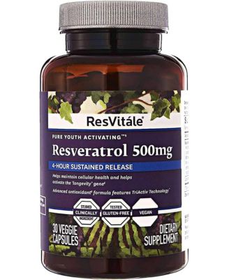 Resveratrol 500mg – Antioxidants for Heart Health & Skin Support – Red Wine Grape Seed Extract – 30 Vegetarian Capsules