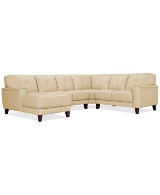 CLOSEOUT! Ashlinn 120″ 4-Pc. Pastel Leather Sectional, Created for Macy’s