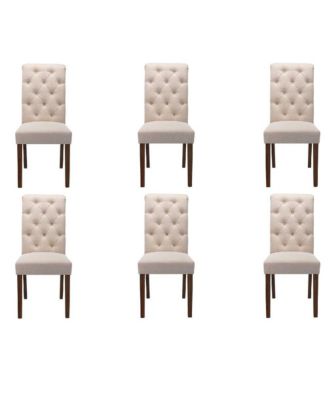 Tufted Fabric Dining Chair with Rolled Back, Set of 6