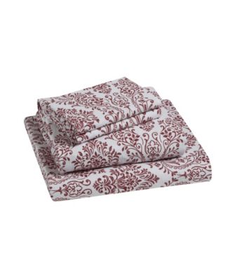 Home Damask 100% Cotton Flannel 3-Pc. Sheet Set, Twin