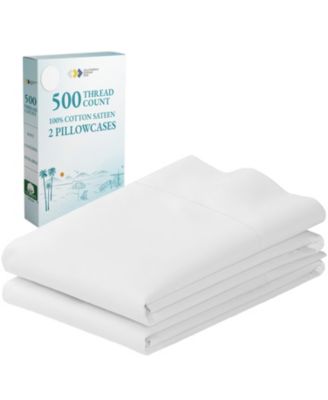 Standard Size 100% Cotton 500 Thread Count Pillow Cases, Queen and Standard Size, Soft and Silky, Cool and Smooth by California Design Den