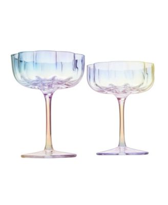 Flower Vintage Glass Coupes, Set of 2