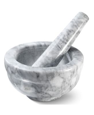 Mortar and Pestle Set – Small Grinding Bowl Container for Guacamole, Spices, Salsa, Pesto, Herbs – Best Mortar and Pestle Spice and Pills Crusher Set, Holds Up to 3oz – 4.5×2.5 Inch, Marble Gray