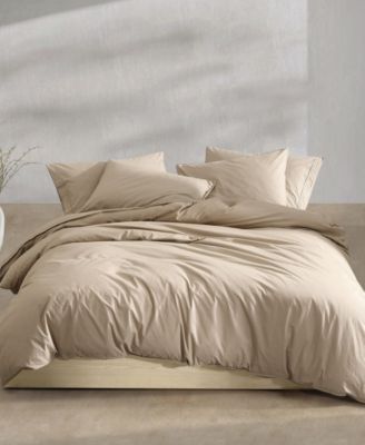 Washed Percale Cotton Solid 3 Piece Comforter Set, Queen