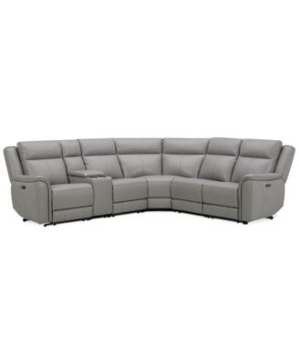 Addyson 117″ 6-Pc. Leather Sectional with 2 Zero Gravity Recliners with Power Headrests and 1 Console, Created for Macy’s