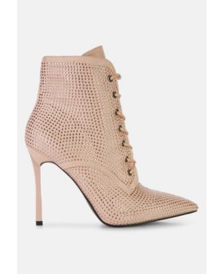 Head On Faux Suede Diamante Ankle Boots