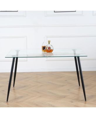 Streamdale Furniture Glass Dining Table with Metal Legs