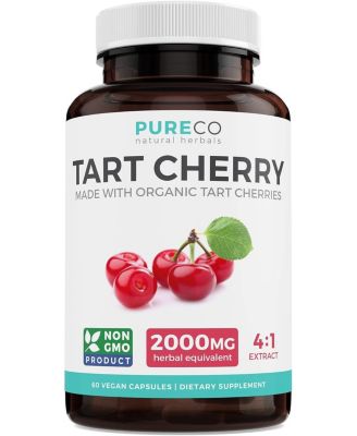 Tart Cherry Capsules – 4:1 Extract Equals 2000mg of Fresh Tart Cherries Natural Uric Acid Support Supplement