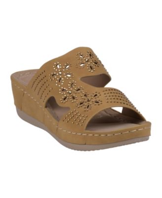 Women’s Santiago Perforated Studded Slip-On Wedge Sandals