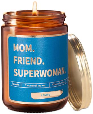 “Mom, Friend, Superwoman” Lavender-Scented Soy Wax Candle, 9 oz.