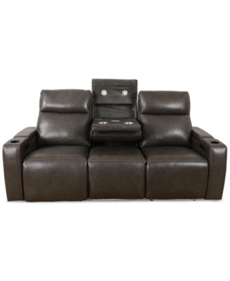 Greymel 84″ Zero Gravity Leather Sofa with Power Headrests, Created for Macy’s