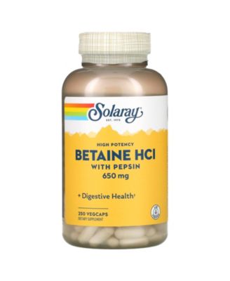 High Potency Betaine HCl with Pepsin 650 mg – 250 VegCaps