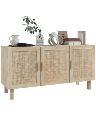 Sideboard Buffet Cabinet with 3 Rat Doors and Adjustable Shelves