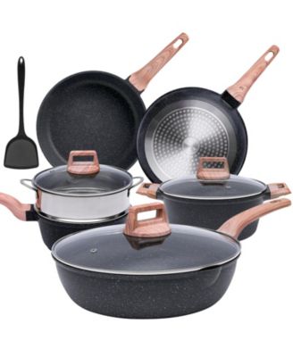 10-Piece Nonstick Ceramic Cookware Sets, Granite Pots and Pans Set with Silicone spatula