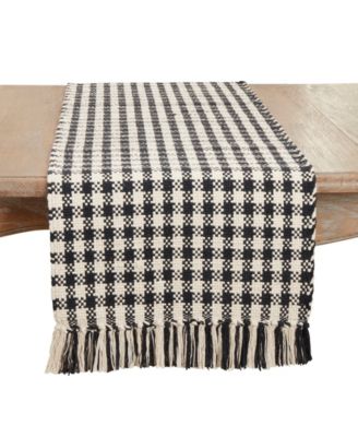 Classic Houndstooth Fringe Table Runner, 16″x72″