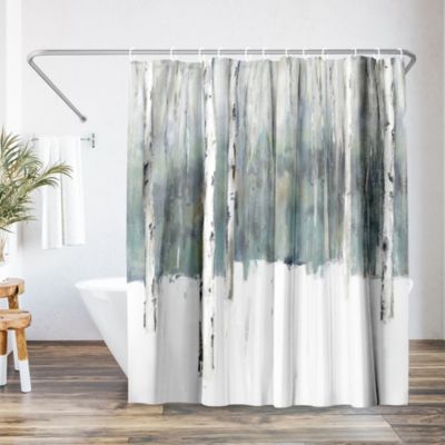 71×74 Abstract Shower Curtain – Winters Trail by PI Creative Art