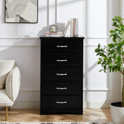 Streamdale Furniture 5 Tier Bedroom Dresser – Black, 25.2 L X 15.8 W X 43.5 H