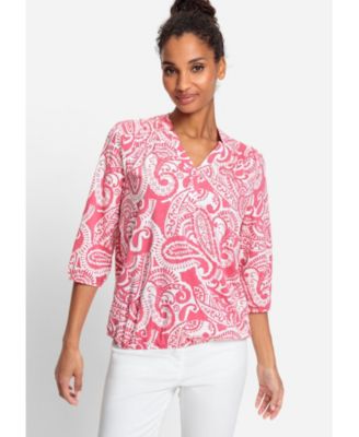 Women’s Cotton Blend 3/4 Sleeve Paisley Print Tunic Tee