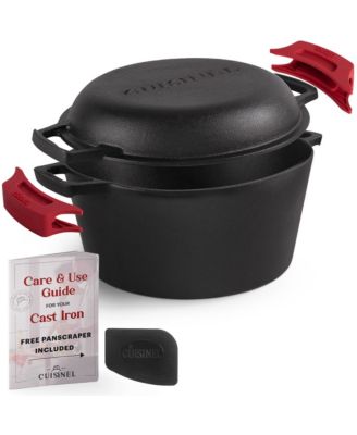 Cast Iron Dutch Oven – Deep Pot – Pre-Seasoned 2-in-1 Multi-Cooker