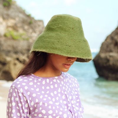 Brunna.Co Naomi Jute Clochet Straw Hat in Green